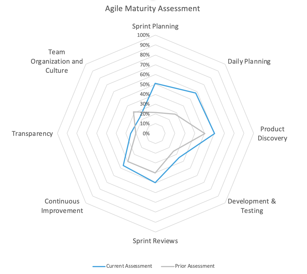 Detailed Maturity Assessment:  Focusing on a team or set of teams and the change over time helps focus improvement efforts to enable the team to achieve their goals
